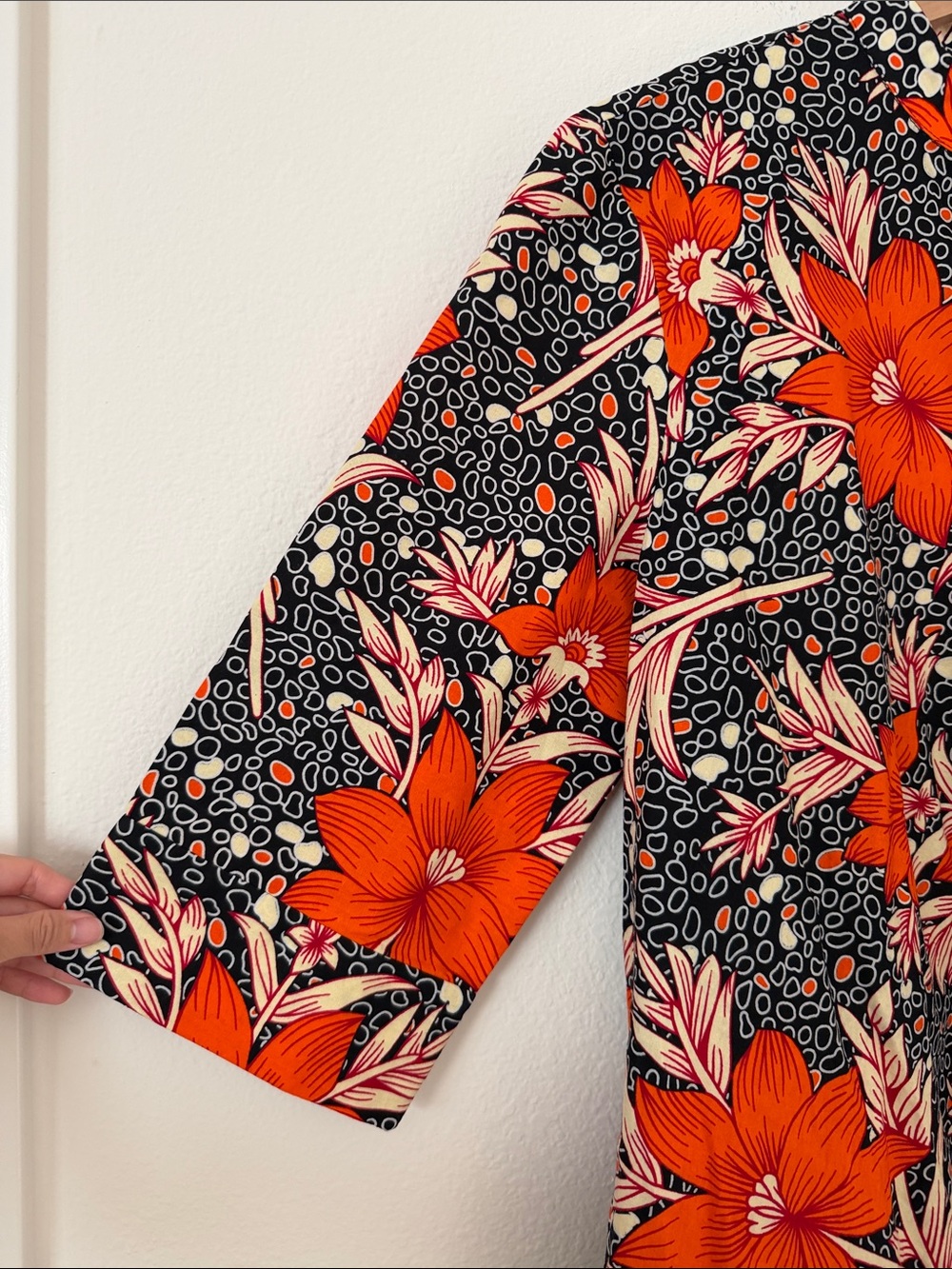 Zuri Kenya Floral Poplin Cotton Long Sleeve Shirt Dress Size 1X Just One Dress - Picture 2 of 10